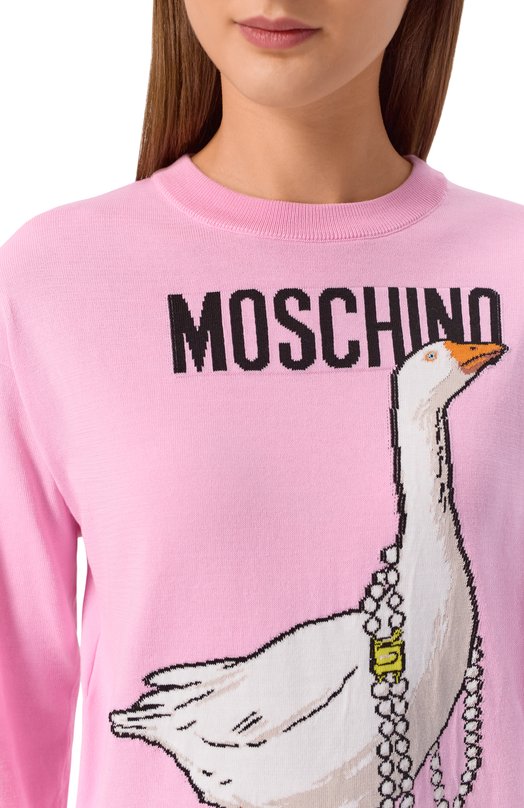 Хлопковый пуловер Moschino V0918/0502 Розовый  V0918/0502 Фото 5