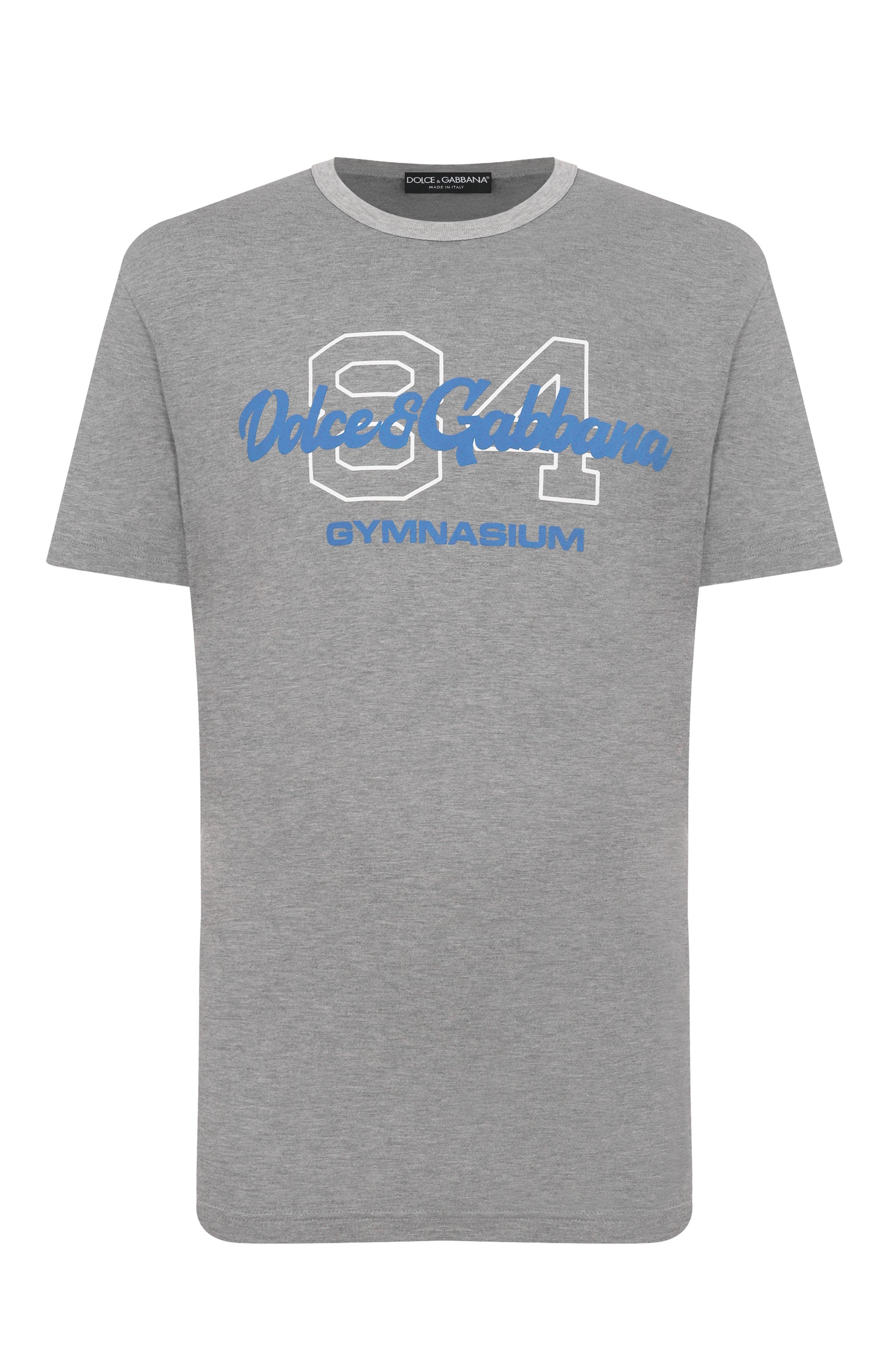 Хлопковая футболка DOLCE & GABBANA серого цвета по цене 65300 руб., арт. G8PT1T/G7PZI, фото 1 Хлопковая футболка DOLCE & GABBANA, арт. G8PT1T/G7PZI, фото 1