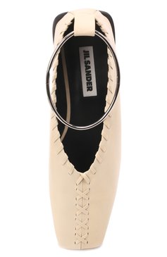 Женские кожаные балетки ballerina JIL SANDER кремвого цвета, арт. JS30217A-15070 | Фото 4 (Материал внутренний: Натуральная кожа; Подошва: Плоская; Каблук высота: Низкий; Материал сплава: Проставлено; Драгоценные камни: Проставлено; Материал внешний: Натуральная кожа)