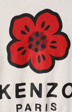 Детский хлопковый свитшот KENZO молочного цвета, арт. K61047 | Фото 3 (Рукава: Длинные; Материал сплава: Проставлено; Драгоценные камни: Проставлено; Девочки Кросс-КТ: Свитшот-одежда; Материал внешний: Хлопок; Ростовка одежда: 4 года | 104 см, 5 лет | 110 см, 7 лет | 122 см, 9 лет | 134 см, 2 года | 92 см, 12 лет | 152 см)