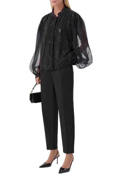 Женская атласная блузка с отделкой стразами GIORGIO ARMANI, арт. GW004387/AF30225
