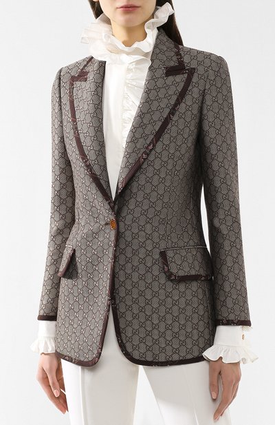 Жакет из смеси хлопка и шерсти GUCCI коричневого цвета по цене 199500 руб., арт. 544848/ZAAB2, фото 3 Жакет из смеси хлопка и шерсти GUCCI, арт. 544848/ZAAB2, фото 3