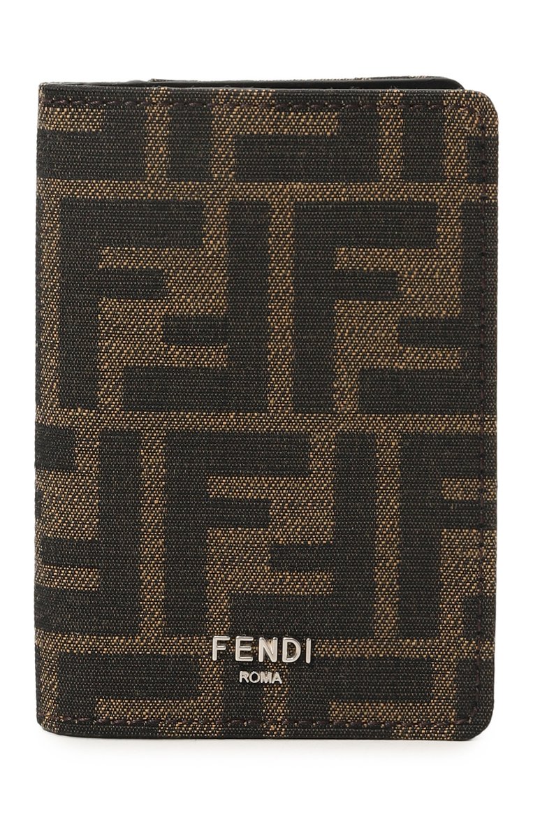Мужской футляр для кредитных карт FENDI темно-коричневого цвета, арт. 7M0349 ALWK | Фото 1 (Материал: Натуральная кожа; Нос: Не проставлено)