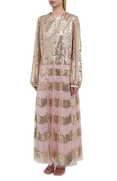Платье с пайетками VALENTINO золотого цвета по цене 1815000 руб., арт. VB3VAVA51ED, фото 3 Платье с пайетками VALENTINO, арт. VB3VAVA51ED, фото 3