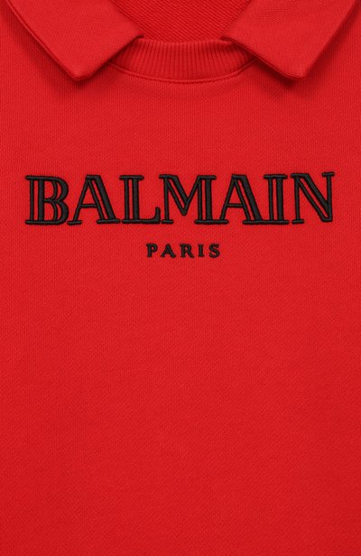 Хлопковый свитшот BALMAIN красного цвета по цене 27950 руб., арт. BZ4I00, фото 3 Хлопковый свитшот BALMAIN, арт. BZ4I00, фото 3
