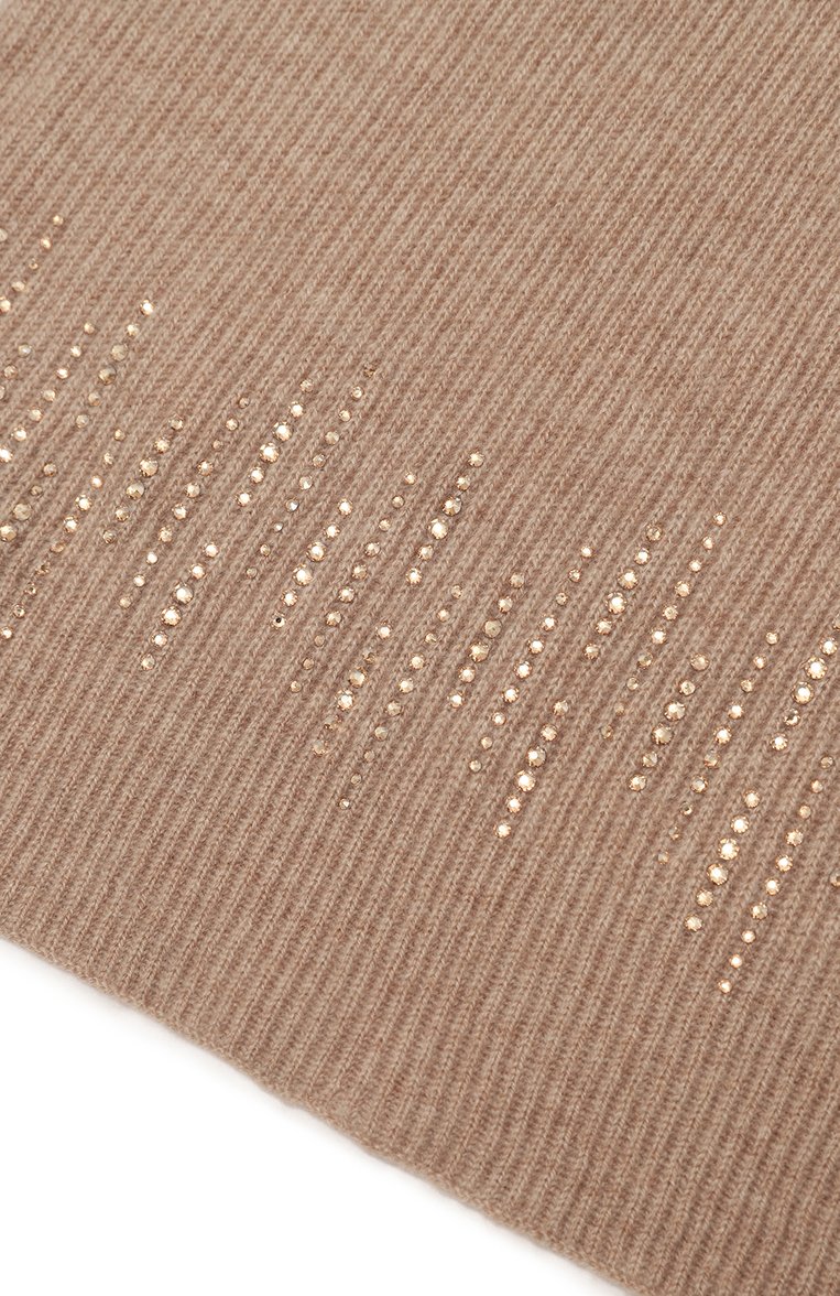 Женский кашемировый шарф WILLIAM SHARP коричневого цвета, арт. SC 05-15 | Фото 4 (Материал: Текстиль, Кашемир, Шерсть; Материал сплава: Проставлено; Нос: Не проставлено)