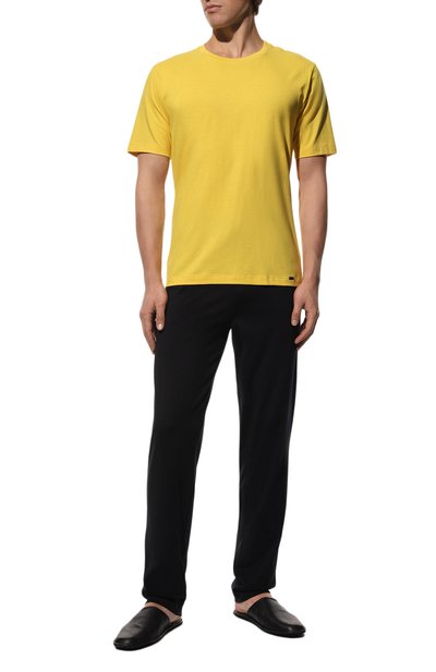 Хлопковая футболка HANRO желтого цвета по цене 9660 руб., арт. 075050., фото 2 Хлопковая футболка HANRO, арт. 075050., фото 2