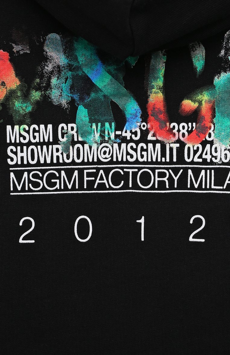 Детский хлопковая толстовка MSGM KIDS черного цвета, арт. S4MSJBZH218 | Фото 3 (Материал внешний: Хлопок; Рукава: Длинные; Мальчики Кросс-КТ: Толстовка-одежда; Ростовка одежда: 10 - 11 лет | 140 - 146см, 8 лет | 128 см, 13 - 15 лет | 158 см, 12 лет | 152 см, 6 лет | 116 см)