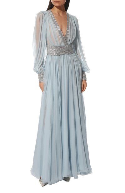 Платье DOLCE & GABBANA голубого цвета по цене 842500 руб., арт. F6AAFZ/FU1UR, фото 2 Платье DOLCE & GABBANA, арт. F6AAFZ/FU1UR, фото 2