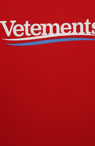 Хлопковая футболка VETEMENTS красного цвета по цене 26100 руб., арт. KA10TR160R, фото 3 Хлопковая футболка VETEMENTS, арт. KA10TR160R, фото 3
