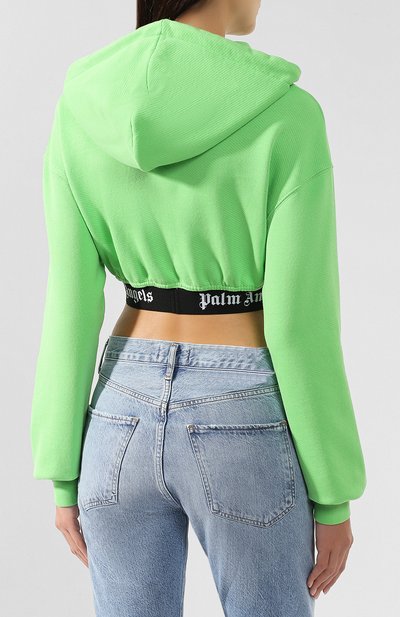 Хлопковое худи PALM ANGELS зеленого цвета по цене 47050 руб., арт. PWBB012E196310034101, фото 4 Хлопковое худи PALM ANGELS, арт. PWBB012E196310034101, фото 4