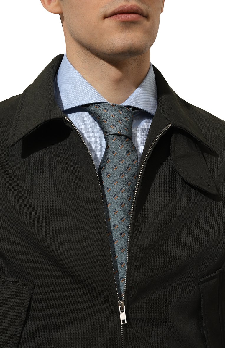 Мужской шелковый галстук BROUBACK голубого цвета, арт. TIE 8CM/SS24 | Фото 2 (Материал сплава: Проставлено; Нос: Не проставлено; Материал: Текстиль, Шелк; Принт: С принтом)