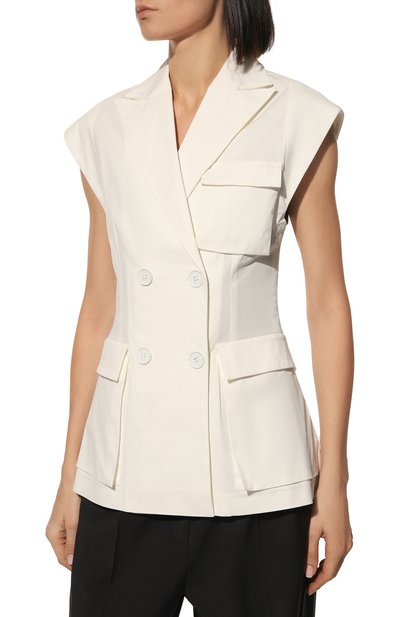 Хлопковый жилет TELA молочного цвета по цене 39950 руб., арт. 08 0447 01 9590, фото 3 Хлопковый жилет TELA, арт. 08 0447 01 9590, фото 3