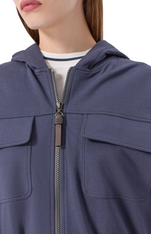 Хлопковая толстовка Brunello Cucinelli MH827S0506 Синий  MH827S0506 Фото 5