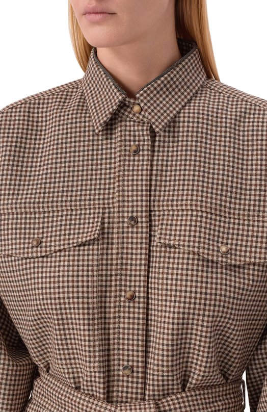 Шерстяная рубашка Brunello Cucinelli MB149MQ206 Коричневый  MB149MQ206 Фото 5