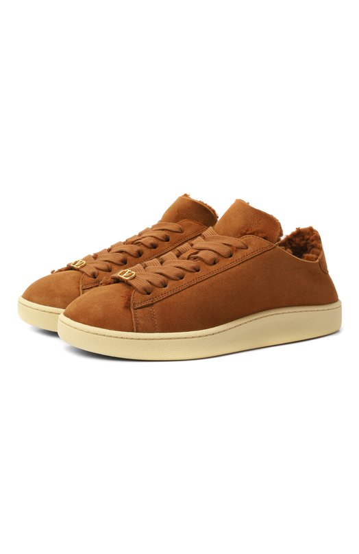 Замшевые кеды Royco Valentino 7W0S0LX9/YBN Коричневый 7W0S0LX9/YBN