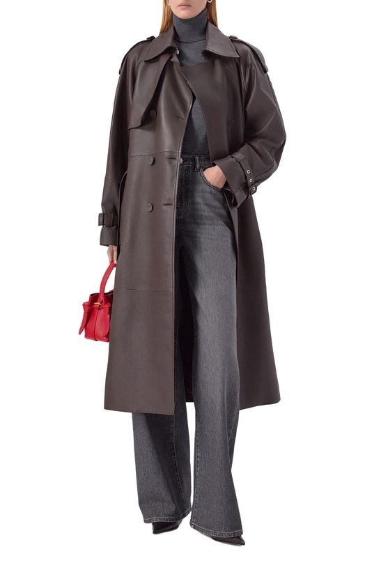 Кожаный тренч Ivy Oak I0118037/LINDA Коричневый  I0118037/LINDA Фото 2