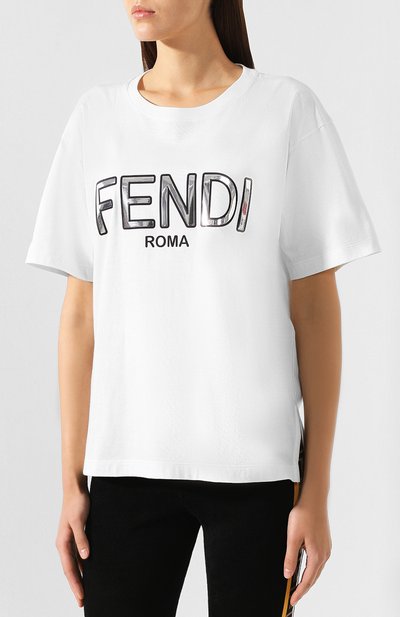 Хлопковая футболка FENDI, арт. FAF077 A6JE, фото 3