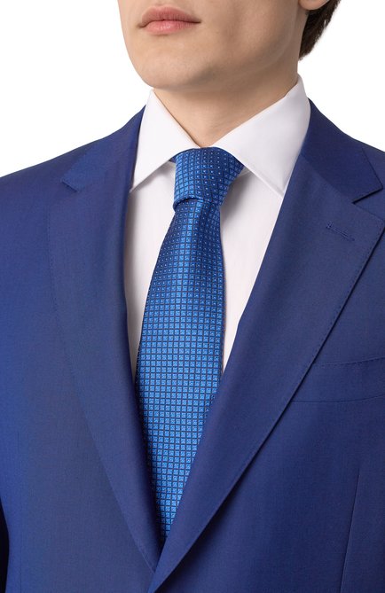 Мужской шелковый галстук KITON синего цвета, арт. UCRVKLC04L8302 | Фото 2 (Нос: Не проставлено; Материал: Текстиль, Шелк; Материал сплава: Проставлено)