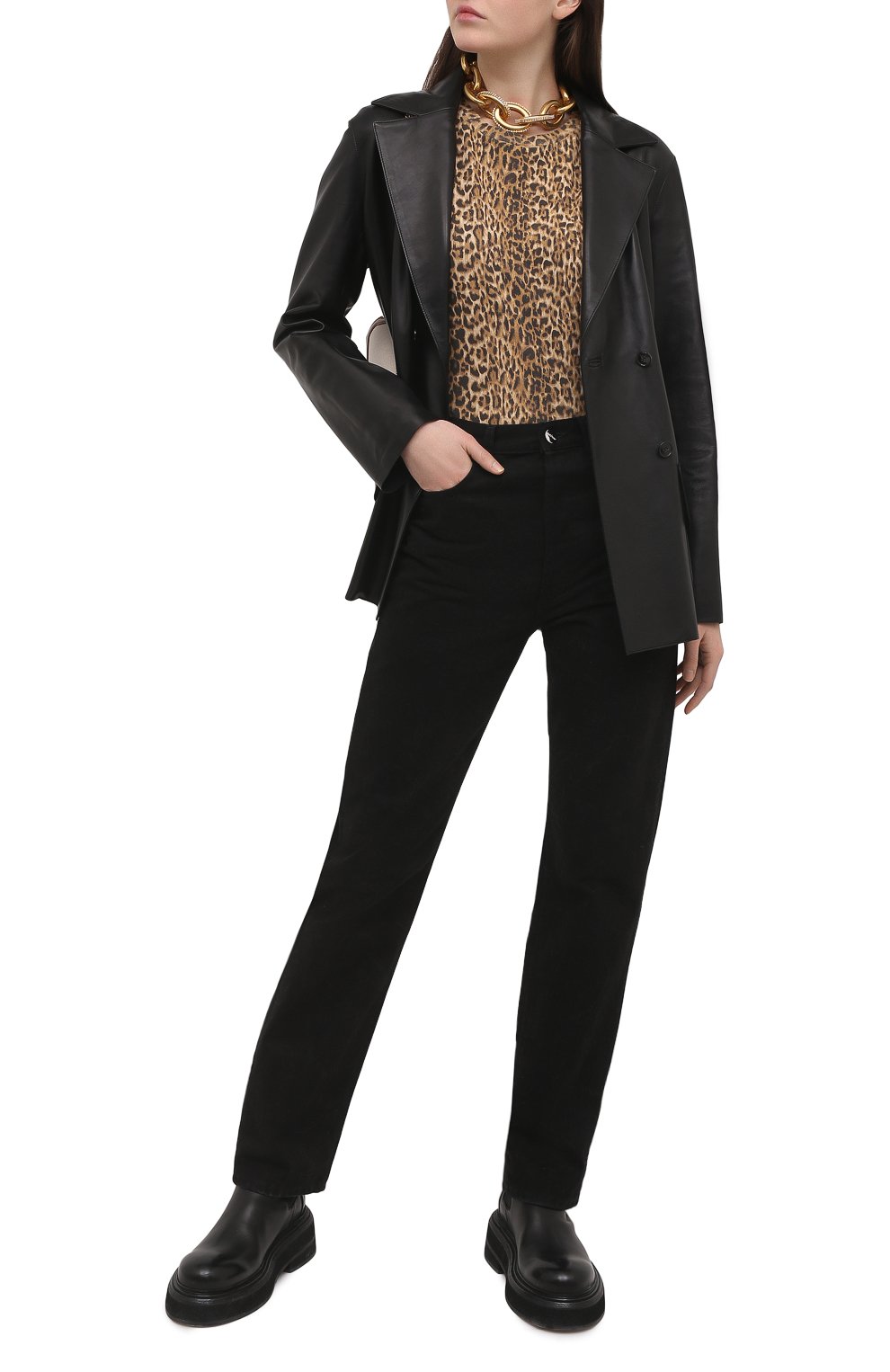 Хлопковая футболка SAINT LAURENT леопардового цвета по цене 59350 руб., арт. 635793/YBWK2, фото 2 Хлопковая футболка SAINT LAURENT, арт. 635793/YBWK2, фото 2