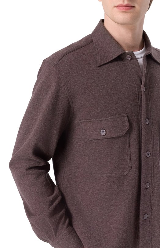Рубашка из хлопка и кашемира Stefano Ricci CJ008018/TE3001 Коричневый  CJ008018/TE3001 Фото 5