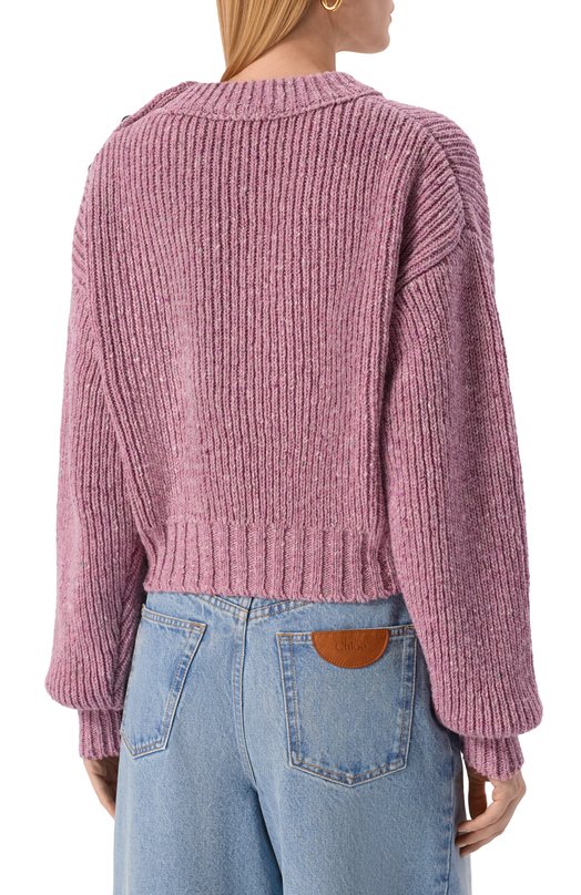 Шерстяной свитер Chloé CH25WMP11640 Розовый  CH25WMP11640 Фото 4