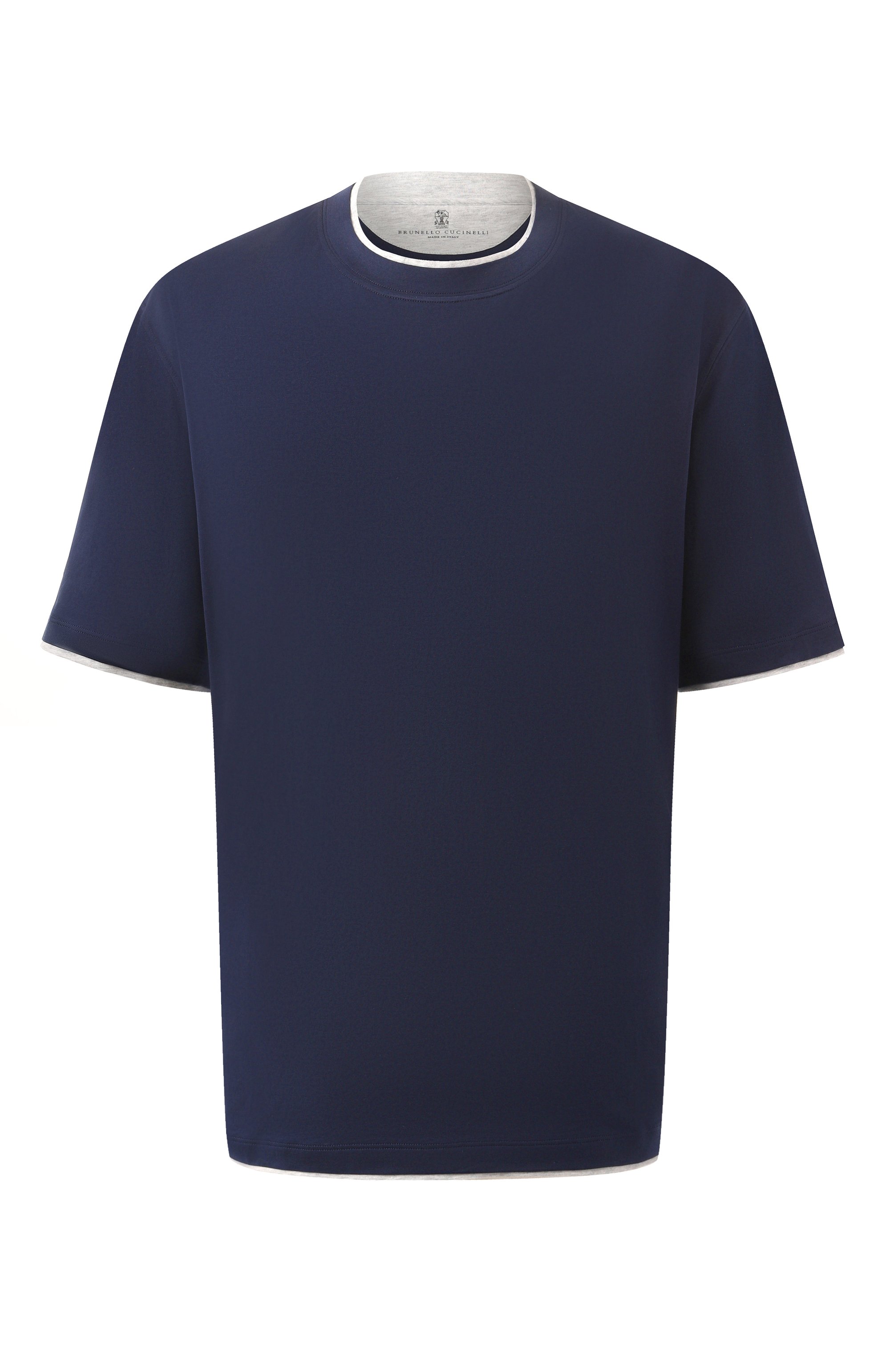 Мужская темно-синяя хлопковая футболка BRUNELLO CUCINELLI
