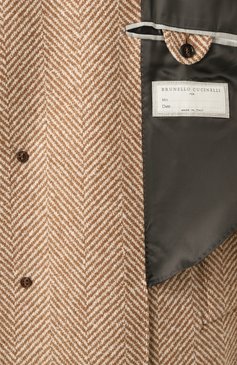 Мужской пальто из кашемира и шелка BRUNELLO CUCINELLI бежевого цвета, арт. MY4929136 | Фото 7 (Материал сплава: Проставлено; Драгоценные камни: Проставлено; Материал подклада: Купро; Материал внешний: Кашемир, Шерсть; Длина (верхняя одежда): До колена; Рукава: Длинные; Мужское Кросс-КТ: пальто-верхняя одежда; Стили: Кэжуэл; 1-2-бортные: Однобортные)