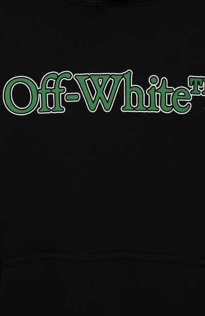 Хлопковое худи OFF-WHITE черного цвета по цене 25200 руб., арт. 0BBB001S24FLE003/12-12+, фото 3 Хлопковое худи OFF-WHITE, арт. 0BBB001S24FLE003/12-12+, фото 3