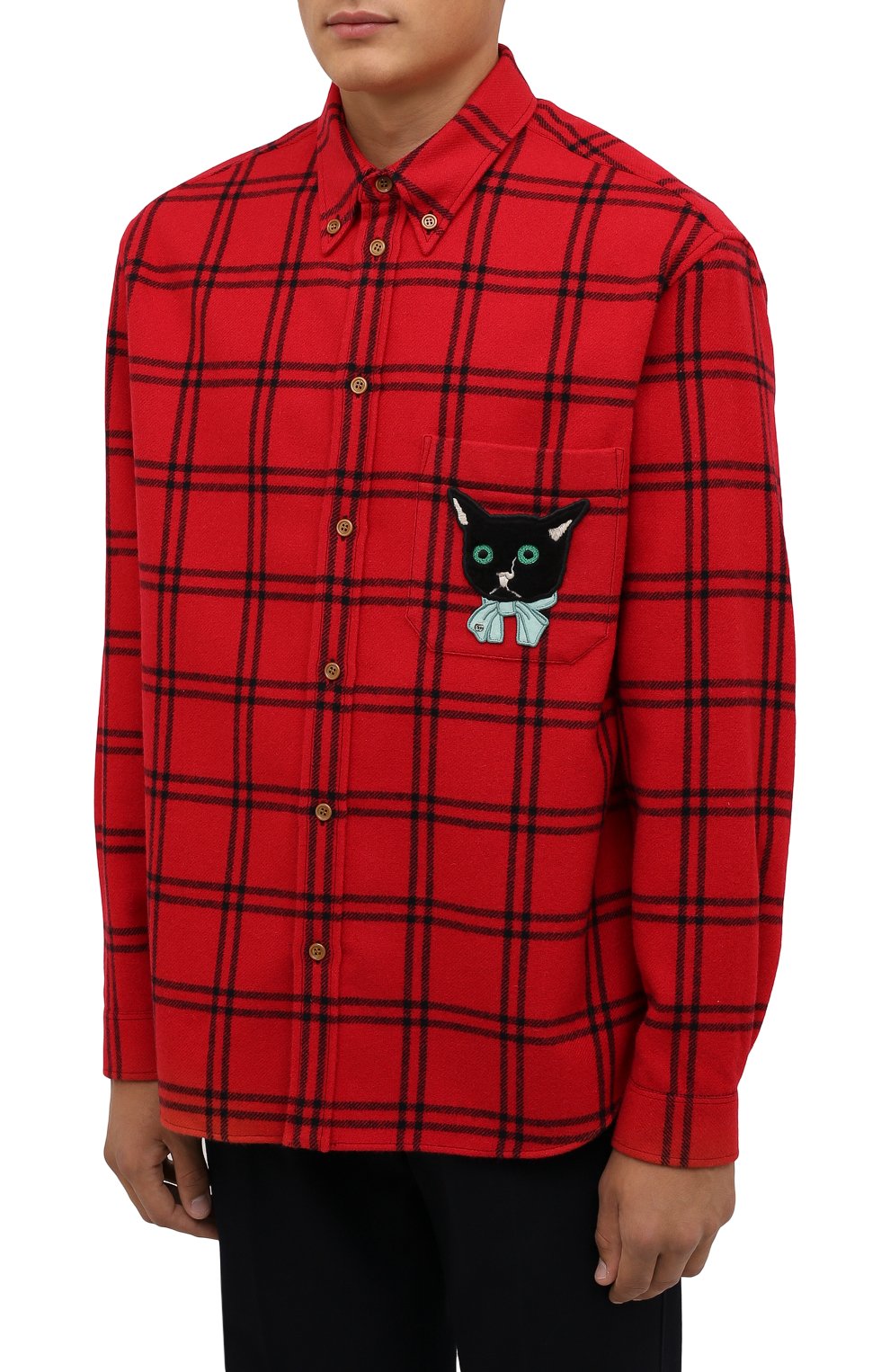 Шерстяная рубашка GUCCI красного цвета по цене 119000 руб., арт. 663380/ZAHB1, фото 3 Шерстяная рубашка GUCCI, арт. 663380/ZAHB1, фото 3
