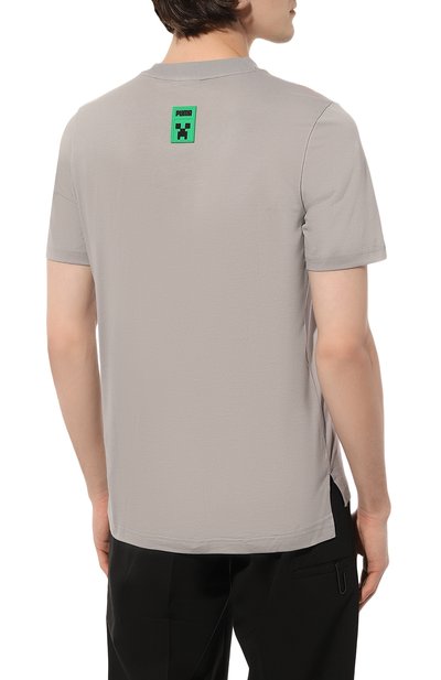 Хлопковая футболка puma x minecraft PUMA серого цвета по цене 4790 руб., арт. 53437476, фото 4 Хлопковая футболка puma x minecraft PUMA, арт. 53437476, фото 4