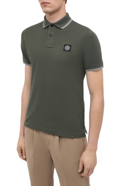 Хлопковое поло STONE ISLAND зеленого цвета по цене 12650 руб., арт. 731522S18, фото 3 Хлопковое поло STONE ISLAND, арт. 731522S18, фото 3