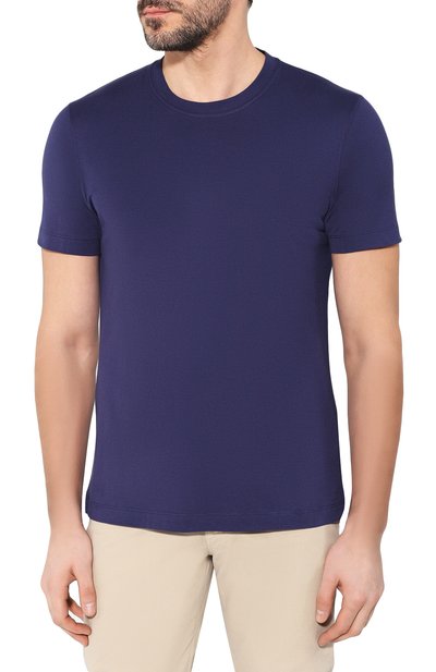 Хлопковая футболка BRUNELLO CUCINELLI синего цвета по цене 34700 руб., арт. M0T611308, фото 3 Хлопковая футболка BRUNELLO CUCINELLI, арт. M0T611308, фото 3