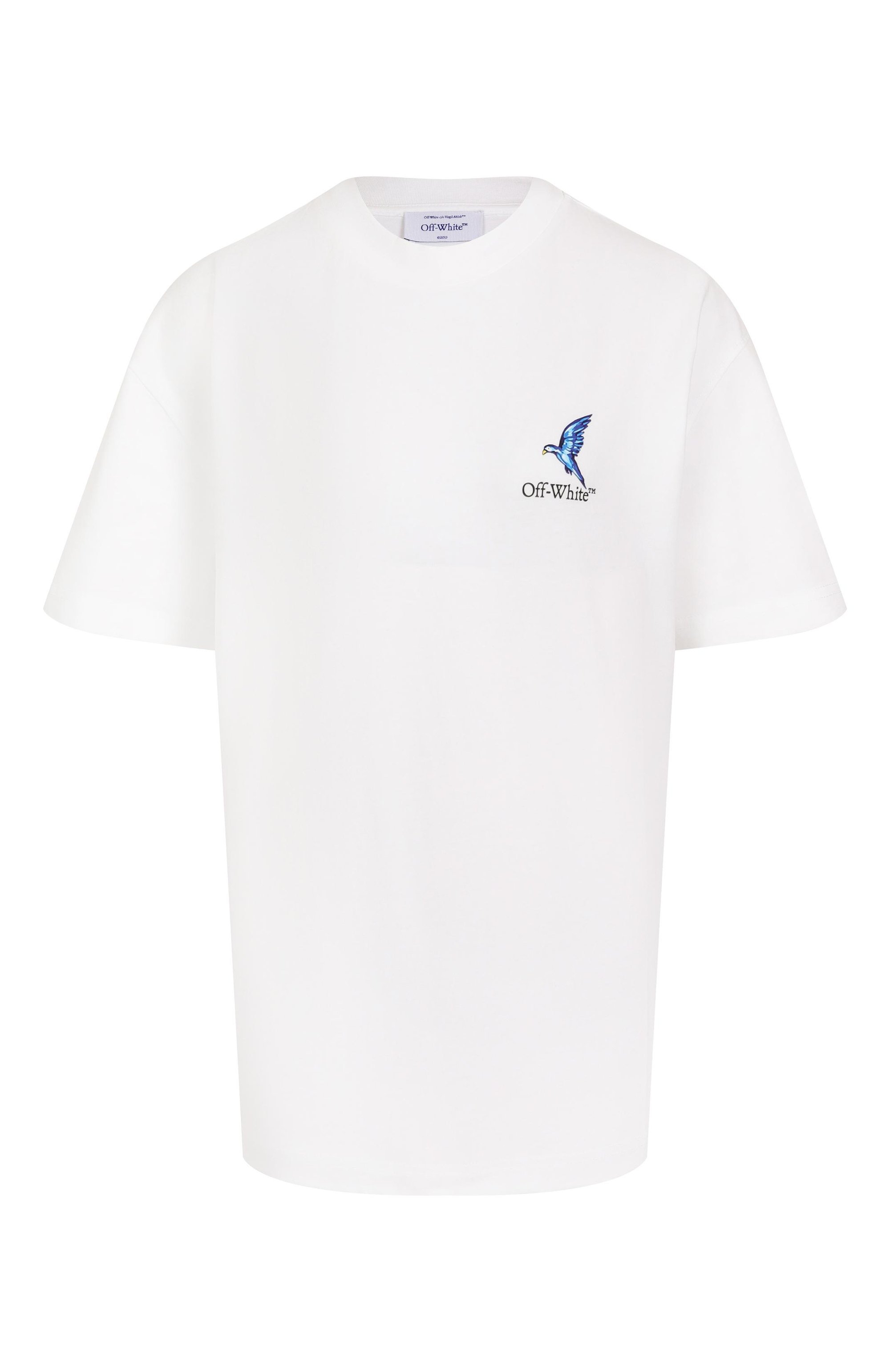 Хлопковая футболка OFF-WHITE белого цвета по цене 49950 руб., арт. 0WAA089S25JER0040110, фото 1 Хлопковая футболка OFF-WHITE, арт. 0WAA089S25JER0040110, фото 1