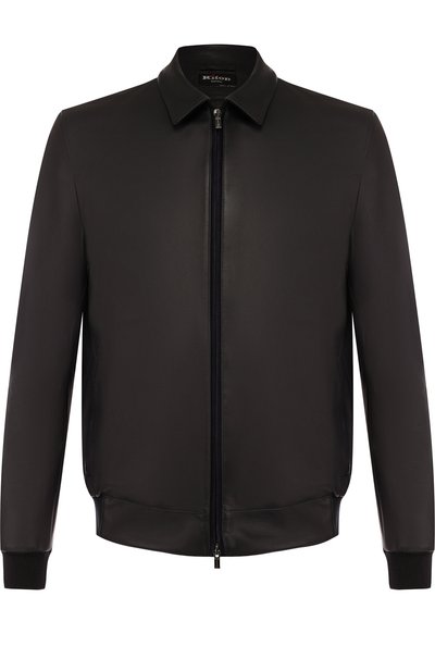 Кожаный бомбер на молнии с отложным воротником KITON, арт. UW0396V08P2724000, фото 1