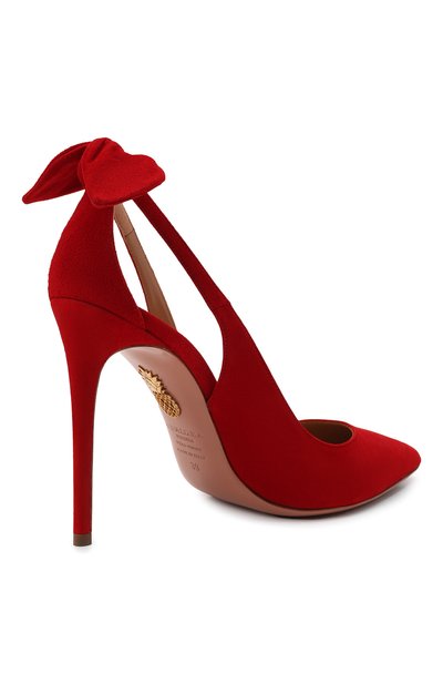 Замшевые туфли bow tie 105 AQUAZZURA красного цвета по цене 76950 руб., арт. DENHIGP0-SUE-F00, фото 4 Замшевые туфли bow tie 105 AQUAZZURA, арт. DENHIGP0-SUE-F00, фото 4