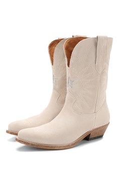 Женские замшевые сапоги wish star GOLDEN GOOSE DELUXE BRAND бежевого цвета, арт. G36WS781.B8 | Фото 1 (Каблук тип: Устойчивый; Каблук высота: Низкий; Материал внутренний: Натуральная кожа; Подошва: Плоская; Высота голенища: Низкие; Женское Кросс-КТ: Без шнуровки-ботинки, Казаки-сапоги; Материал внешний: Замша, Натуральная кожа; Материал утеплителя: Без утеплителя; Материал сплава: Проставлено; Драгоценные камни: Проставлено)