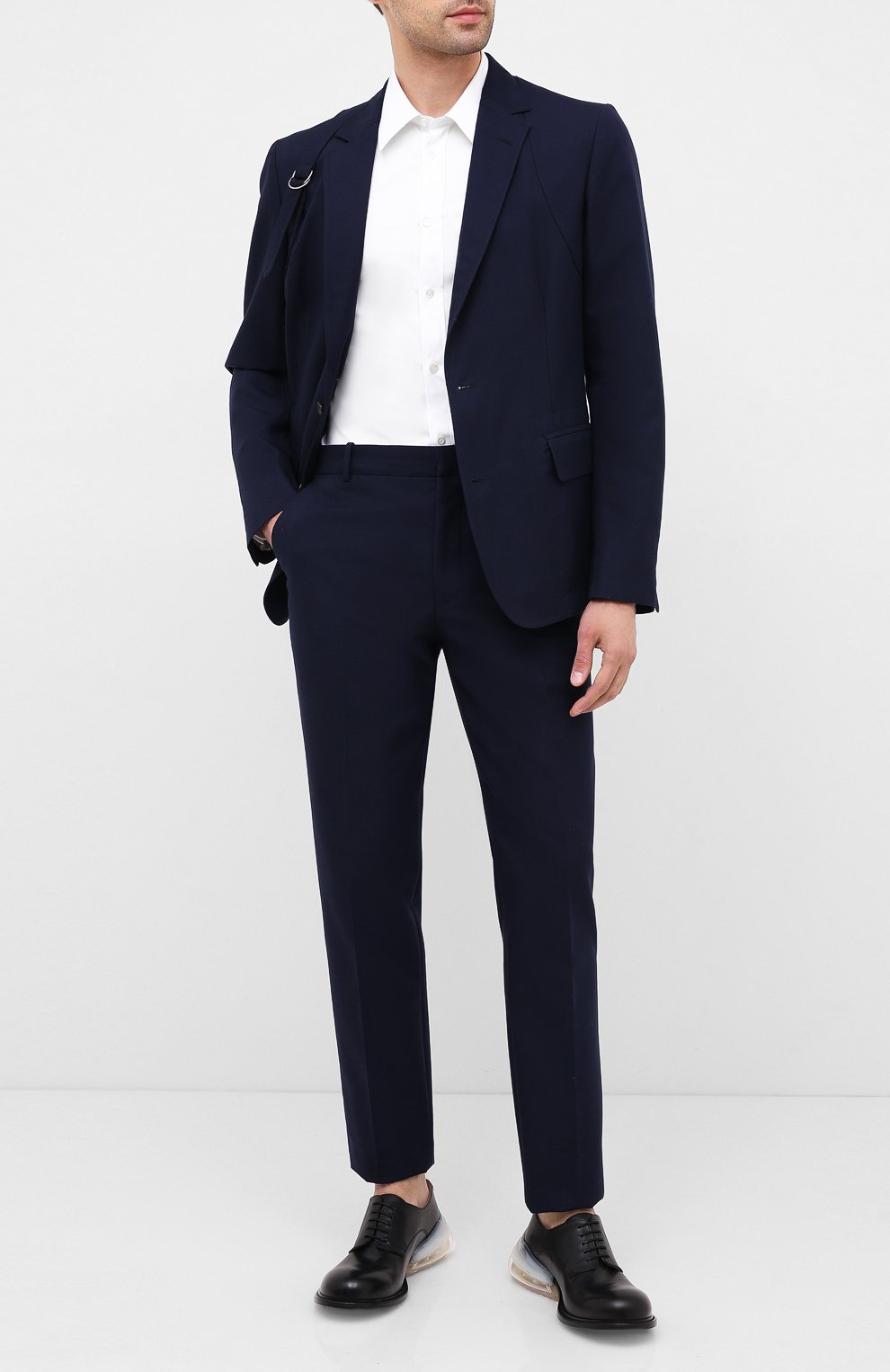 Хлопковые брюки ALEXANDER MCQUEEN темно-синего цвета по цене 77500 руб., арт. 615652/QPS47, фото 2 Хлопковые брюки ALEXANDER MCQUEEN, арт. 615652/QPS47, фото 2