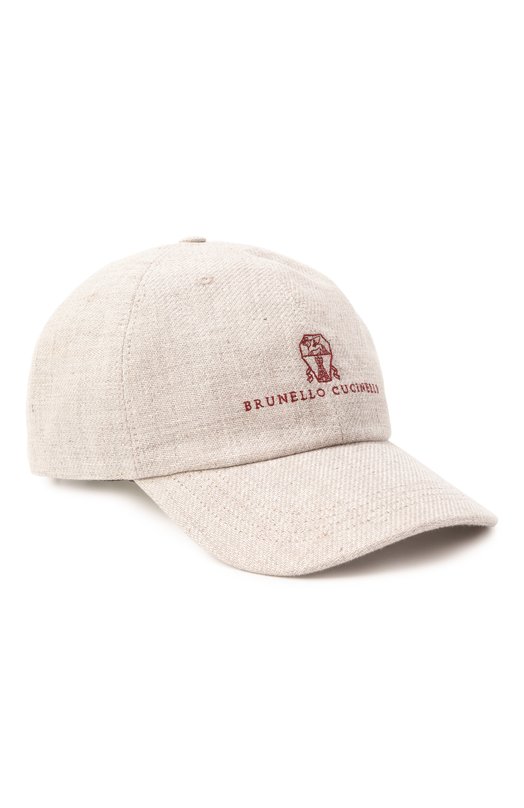Бейсболка изо льна и шерсти Brunello Cucinelli MW4829850 Бежевый MW4829850