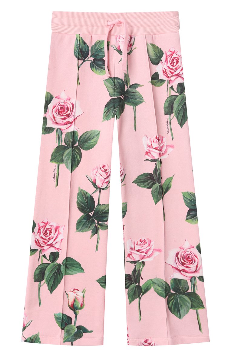 Детские хлопковые брюки DOLCE & GABBANA розового цвета, арт. L5JPF7/HS7P0/2-6 | Фото 1 (Нос: Не проставлено; Материал сплава: Проставлено; Случай: Повседневный; Материал внешний: Хлопок; Ростовка одежда: 4 года | 104 см, 6 лет | 116 см, 3 года | 98 см, 2 года | 92 см, 5 лет | 110 см)