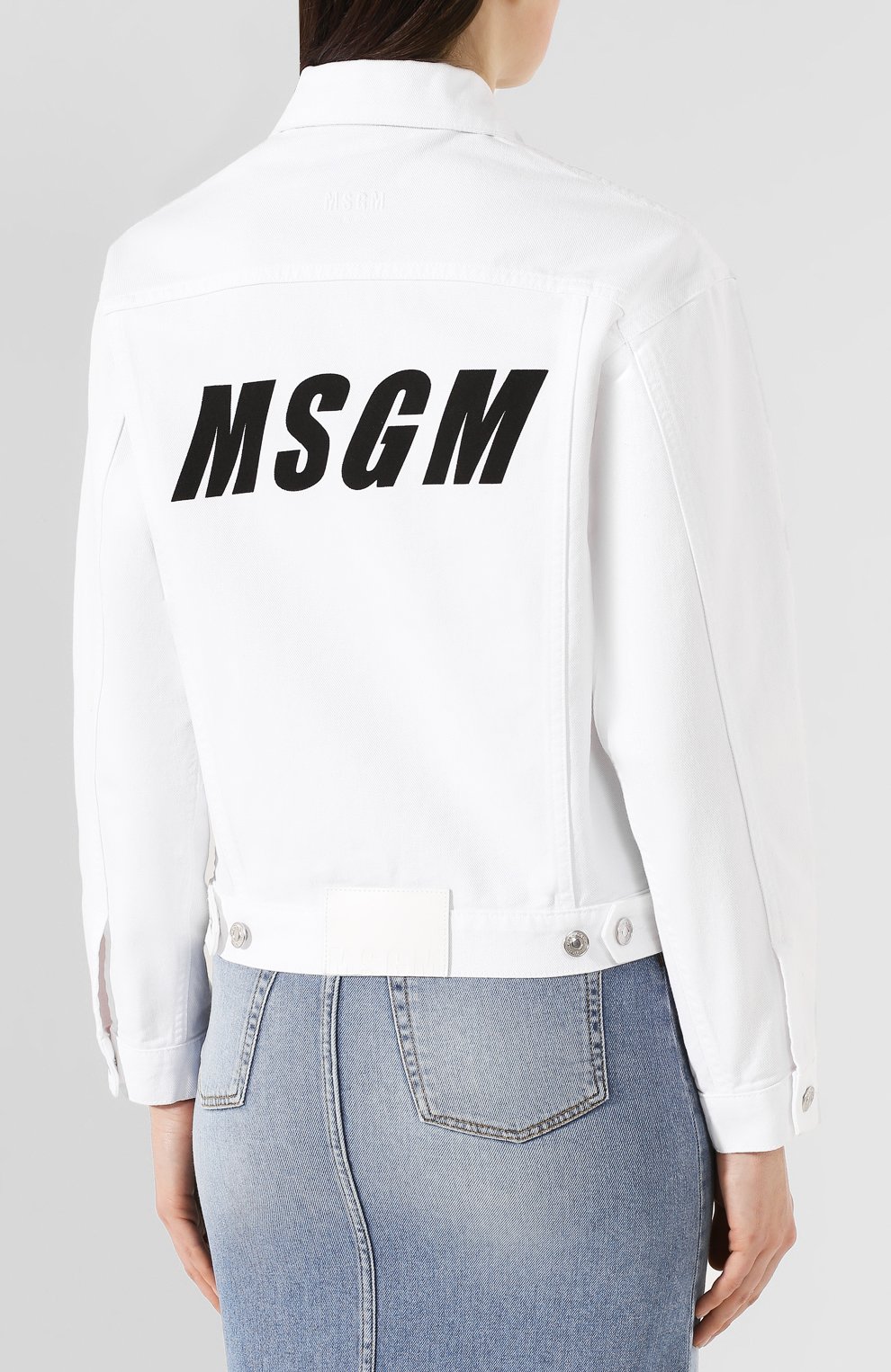 Джинсовая куртка MSGM белого цвета по цене 29950 руб., арт. 2841MDH51T 207276, фото 4 Джинсовая куртка MSGM, арт. 2841MDH51T 207276, фото 4