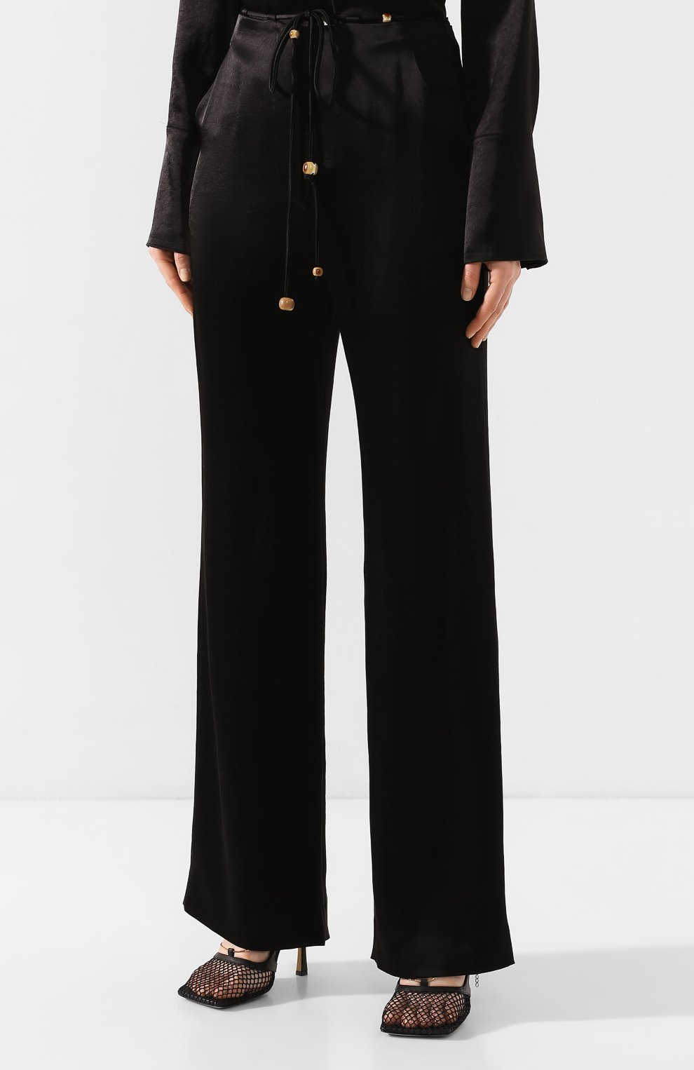 Брюки NANUSHKA черного цвета по цене 53350 руб., арт. FLAX_BLACK_WASHED SATIN, фото 3 Брюки NANUSHKA, арт. FLAX_BLACK_WASHED SATIN, фото 3