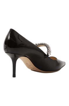 Женские кожаные туфли bing pump 65 JIMMY CHOO черного цвета, арт. BING PUMP 65/PAT | Фото 5 (Драгоценные камни: Проставлено; Каблук высота: Средний; Материа�л внутренний: Натуральная кожа; Подошва: Плоская; Материал сплава: Проставлено; Материал внешний: Натуральная кожа; Каблук тип: Шпилька)