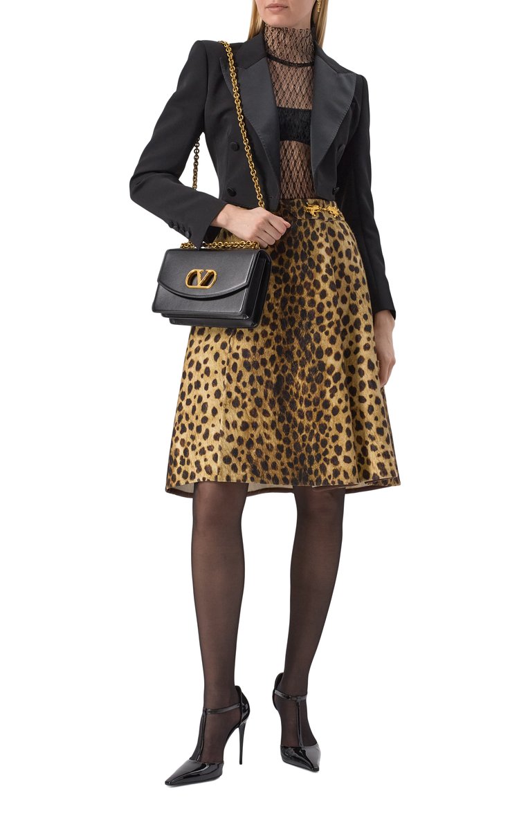 Женская сумка vain medium VALENTINO черного цвета, арт. 6W2B0R16/GCB | Фото 7 (Ремень/цепочка: На ремешке; Размер: medium; Материал: Натуральная кожа)