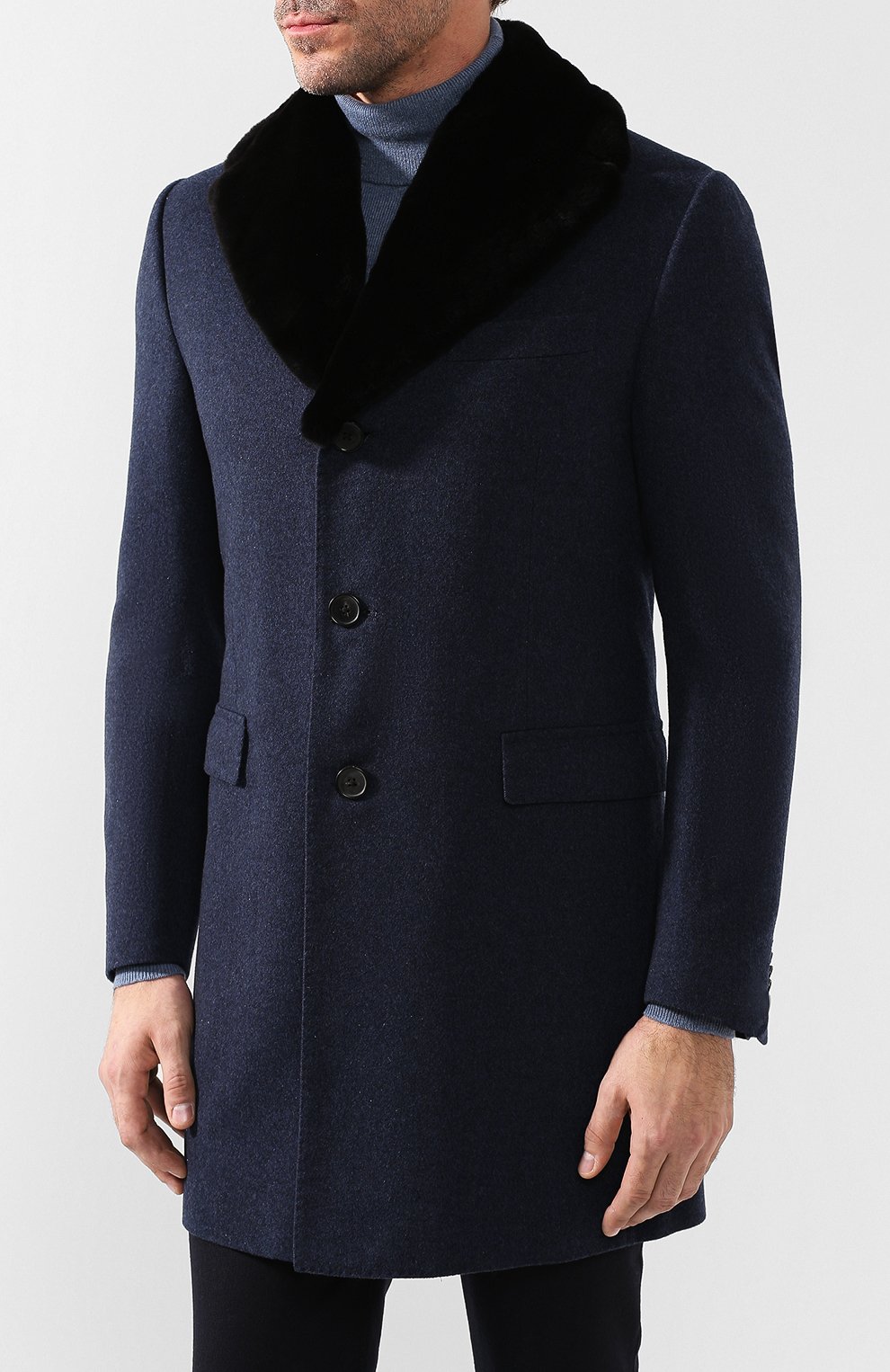 Кашемировое пальто с меховой отделкой воротника CORNELIANI, арт. 821403-8812638/00I1, фото 3