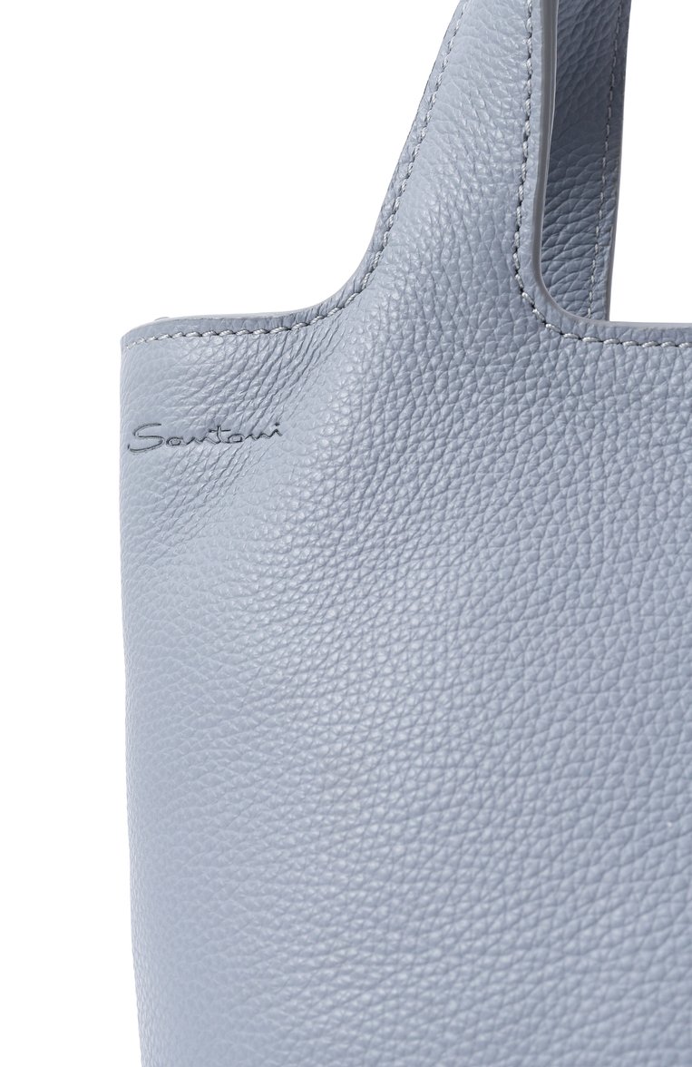 Женская сумка SANTONI голубого цвета, арт. DIBGA2709EN-ATXW | Фото 3 (Размер: mini; Ремень/цепочка: На ремешке; Материал: Натуральная кожа)