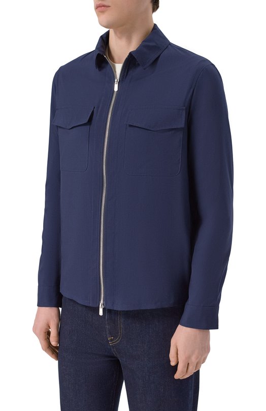 Куртка-рубашка из шерсти и шелка Marco Pescarolo URUS/5314 Синий  URUS/5314 Фото 3