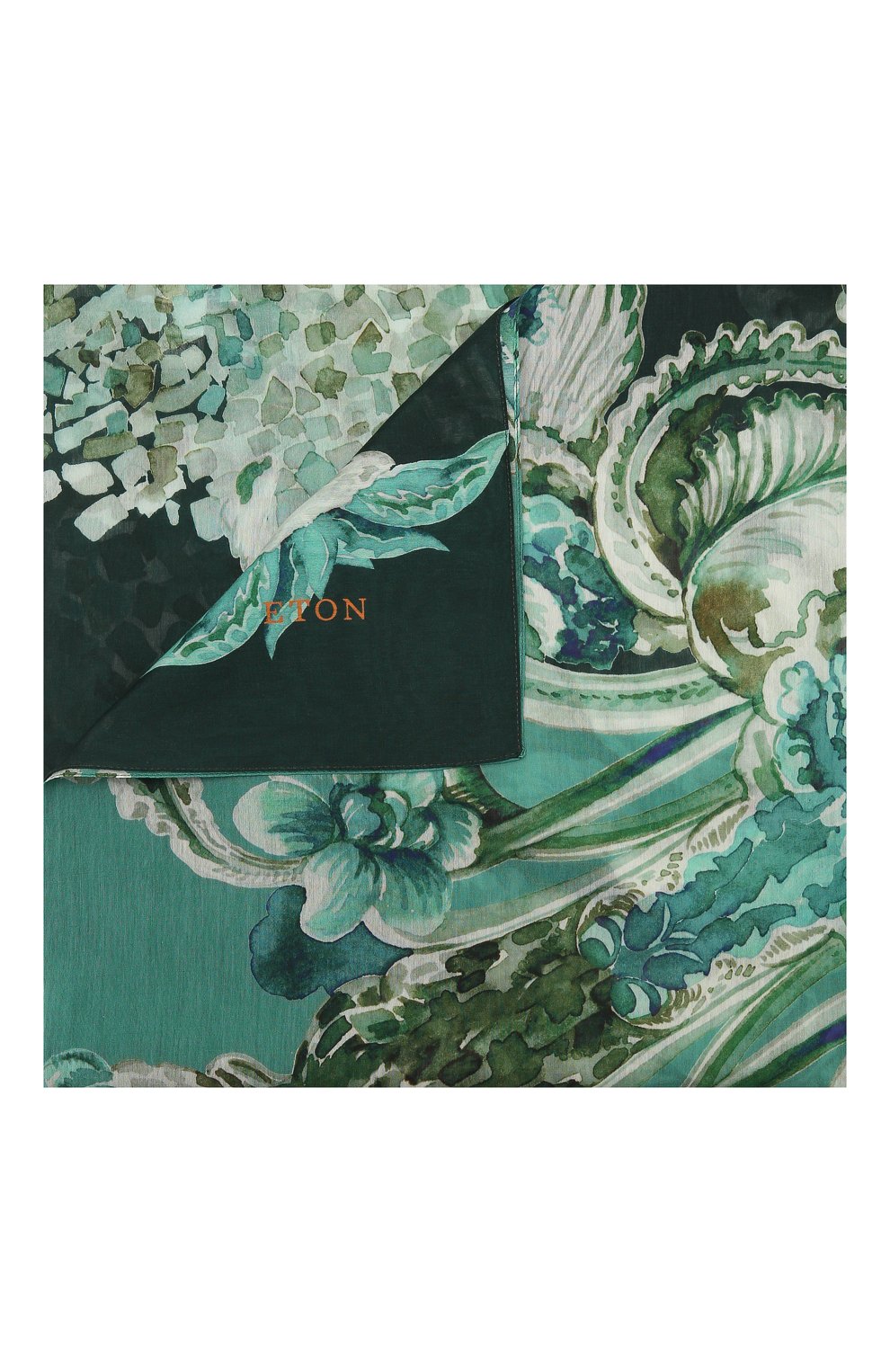 Платок из хлопка и шелка ETON зеленого цвета по цене 8225 руб., арт. A000 32970, фото 1 Платок из хлопка и шелка ETON, арт. A000 32970, фото 1