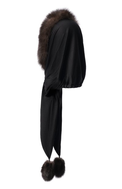 Кашемировая косынка с мехом соболя BLACK SABLE, арт. BS-FHBNP-EB, фото 2