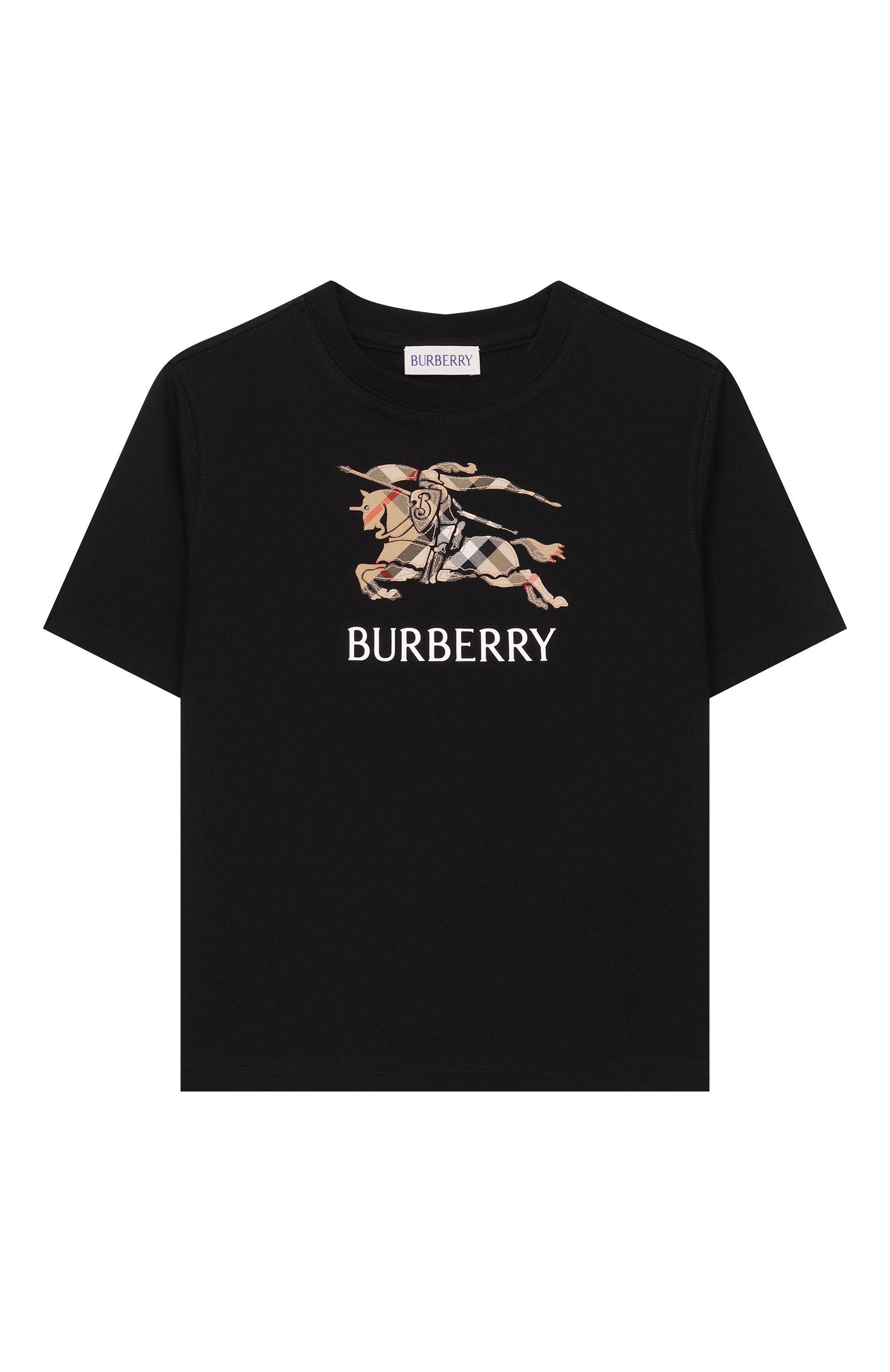 Хлопковая футболка BURBERRY черного цвета по цене 25350 руб., арт. 8117292, фото 1 Хлопковая футболка BURBERRY, арт. 8117292, фото 1